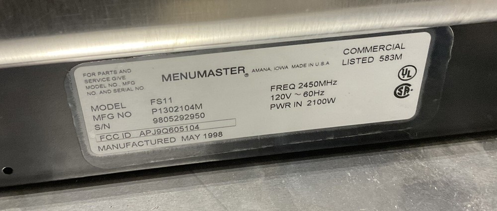 Used Menumaster Countertop Microwave FS11