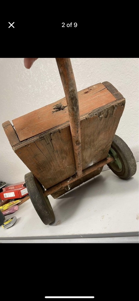 Antique small pull behind wood wagon NLH