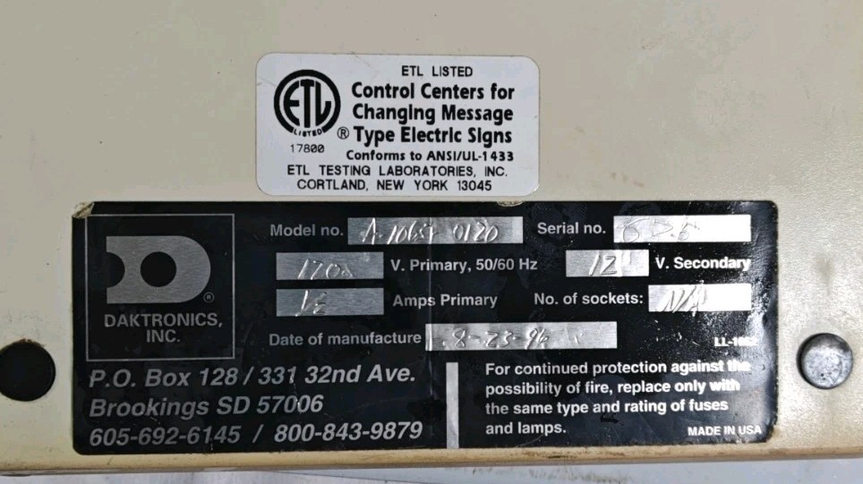 DAKTRONICS ALL SPORT 2610 Scoreboard Controller & cord - works!