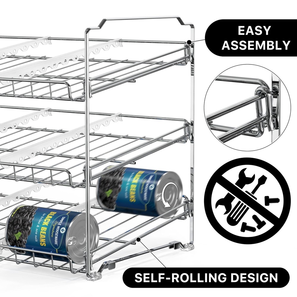 Simple Houseware Stackable Can Organizer Rack for Pantry/Cabinet – 11.5" D x ...