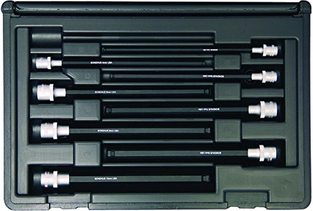 Bondhus 30887 Socket Ball End Bit Tool Set w/Sockets, 6", 8 Piece