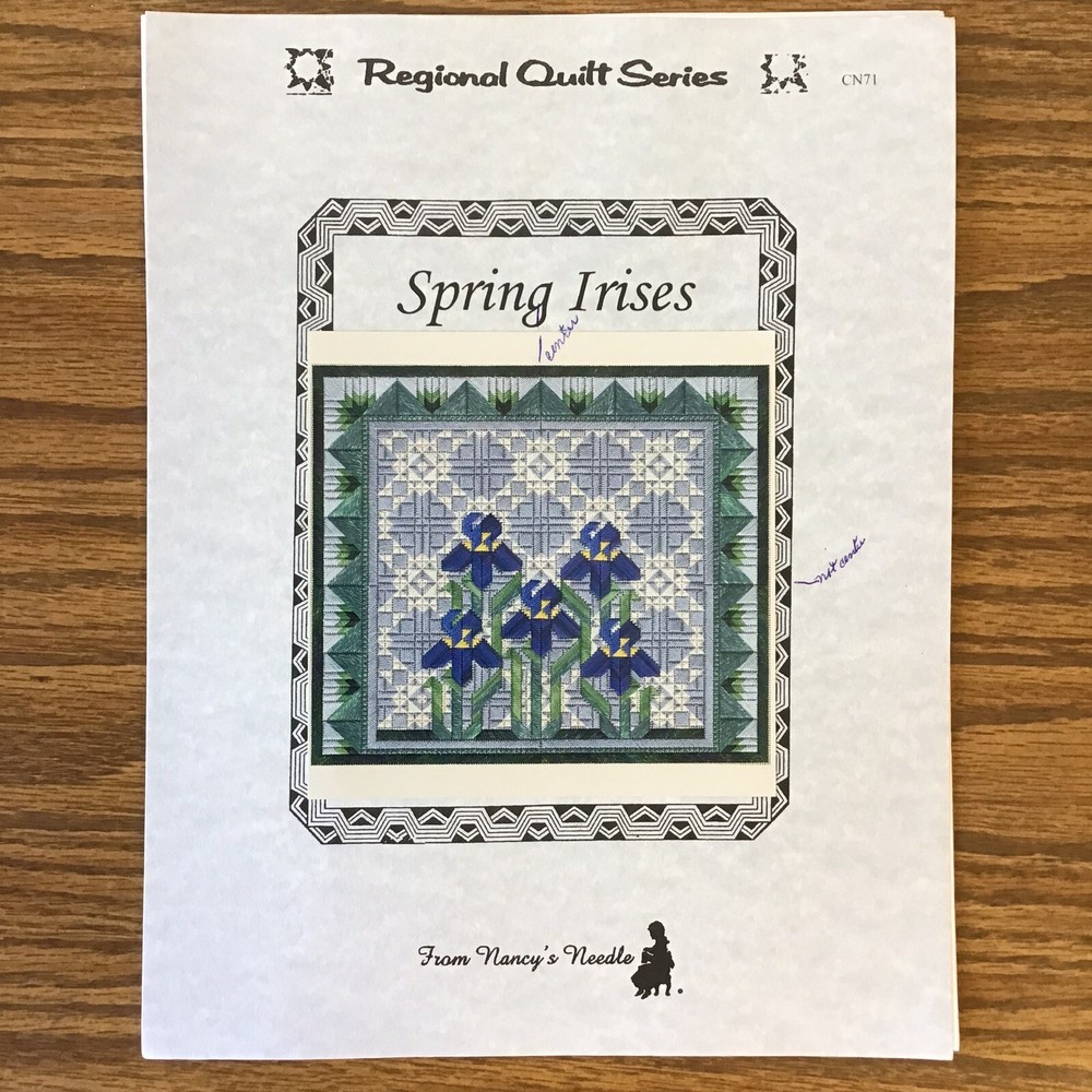 Spring Irises Quilt Series by Nancy Needle Counted Canvas Needlework Pattern