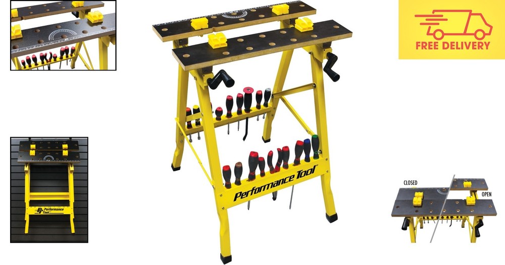 Durable Multipurpose Folding Workbench with Tool Storage – 200 lbs Load Capacity