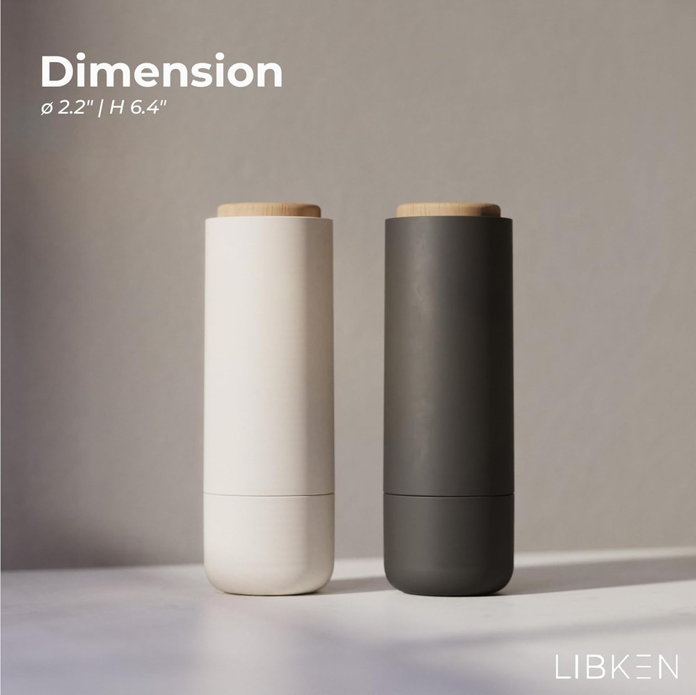 Non-Spill Salt and Pepper Grinder Set - Adjustable Ceramic Grinder -Minimalistic