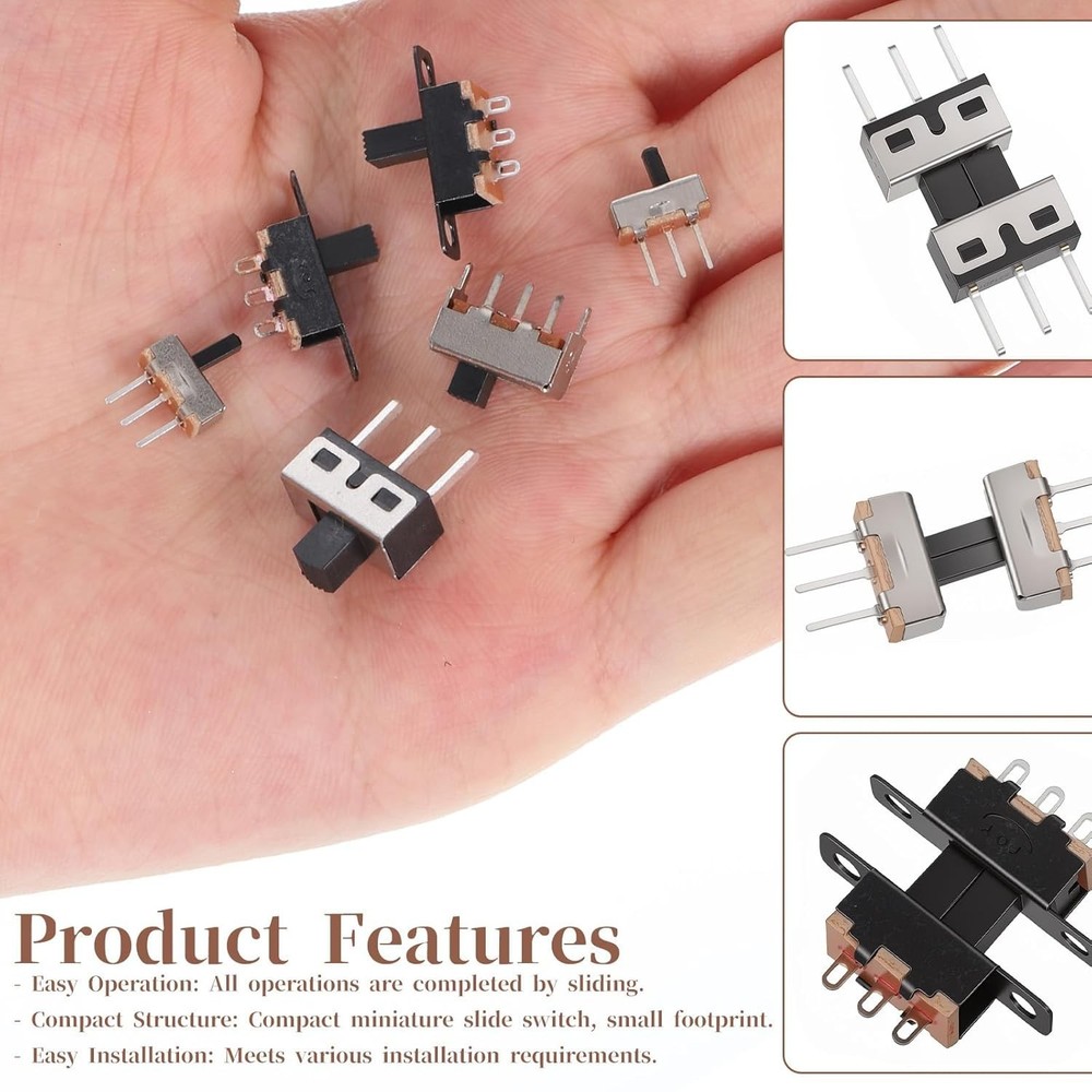 Slide Switch Small Switch, 80PCS Mini Slide Switches 8values Spdt Micro Mini