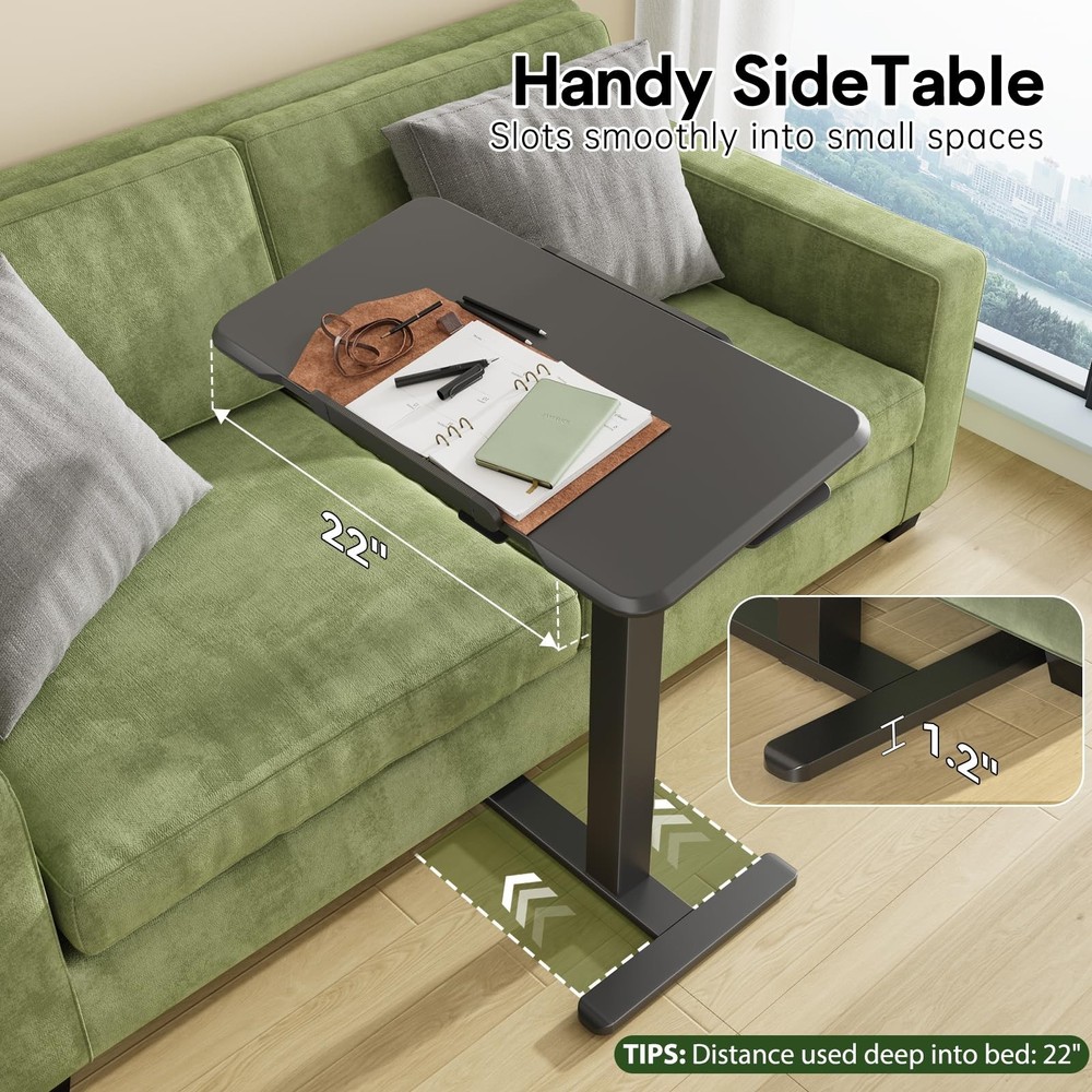 Rolling Laptop Desk, Mobile Standing Desk Height Adjustable, 180° Tiltable