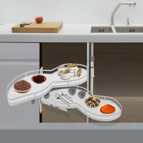 2 Tier Swing Tray Left Blind Corner Kitchen Cabinet Pull Out Kitchen Organizer