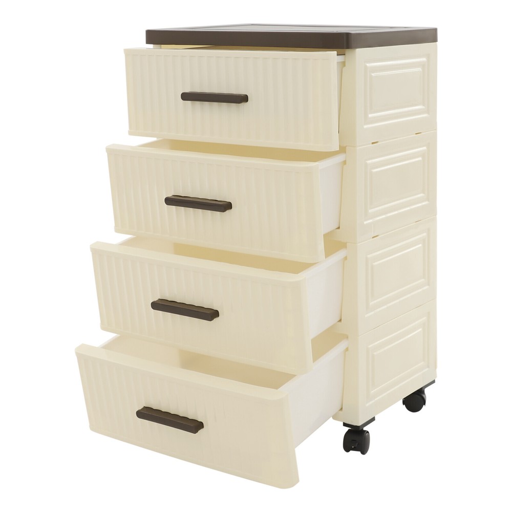 PP 4 Tier Drawer Storage Organizer, Storage Cabinet with 4 Universal Wheels