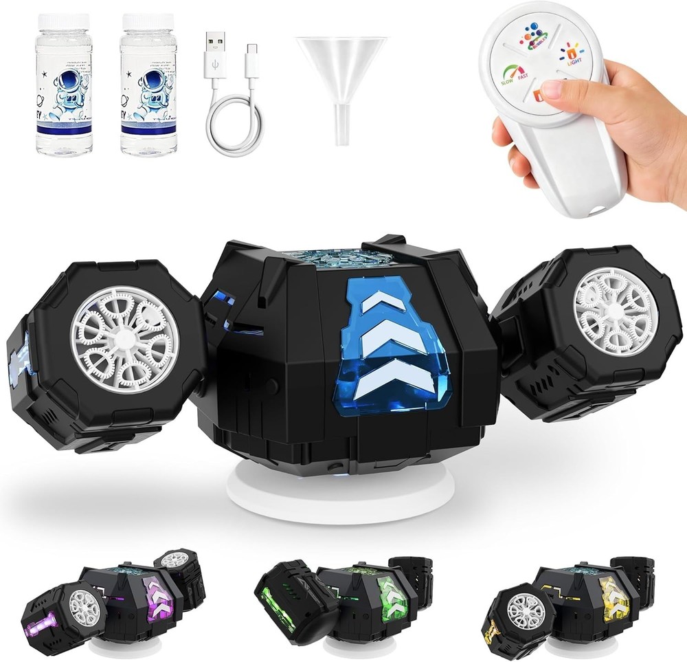 Rechargeable Bubble Machine with Remote, RGB Lights & 20000+ Bubbles/Min