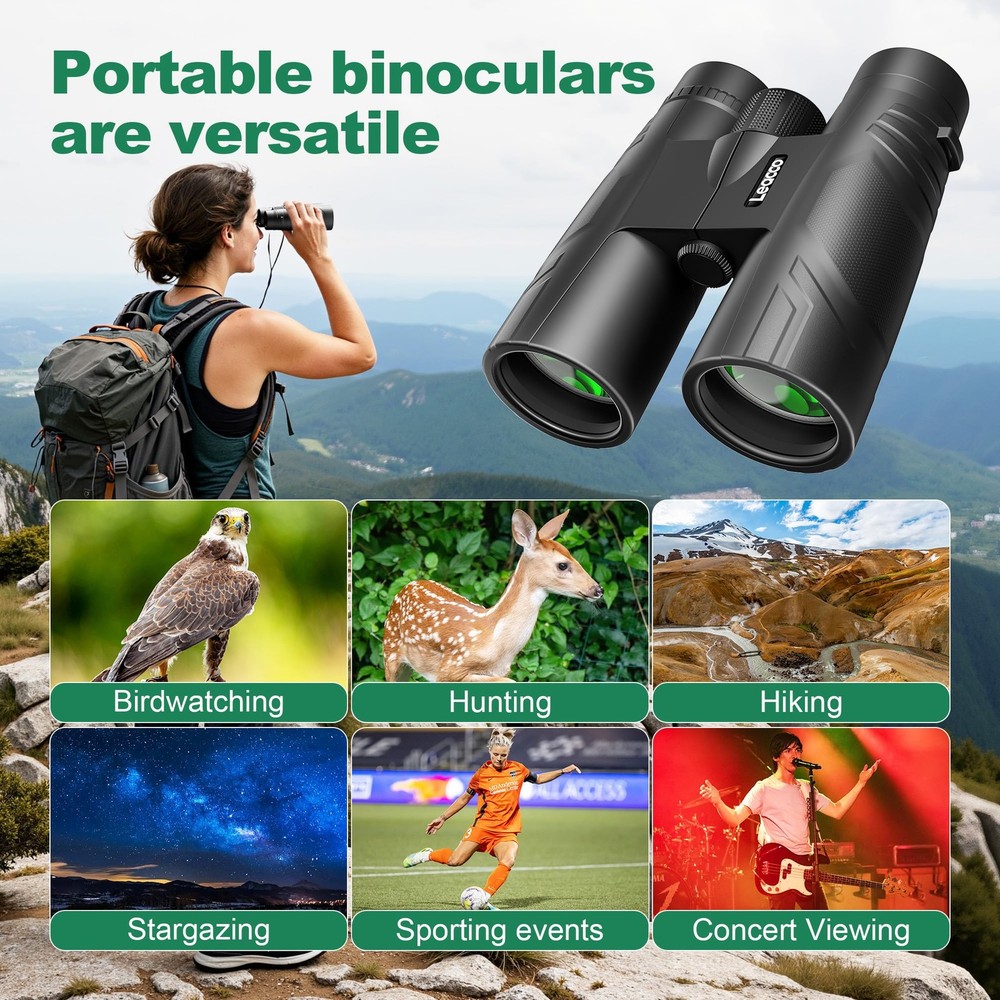 12x50 High Powered Binoculars for Adults, Large View Waterproof Binoculars with