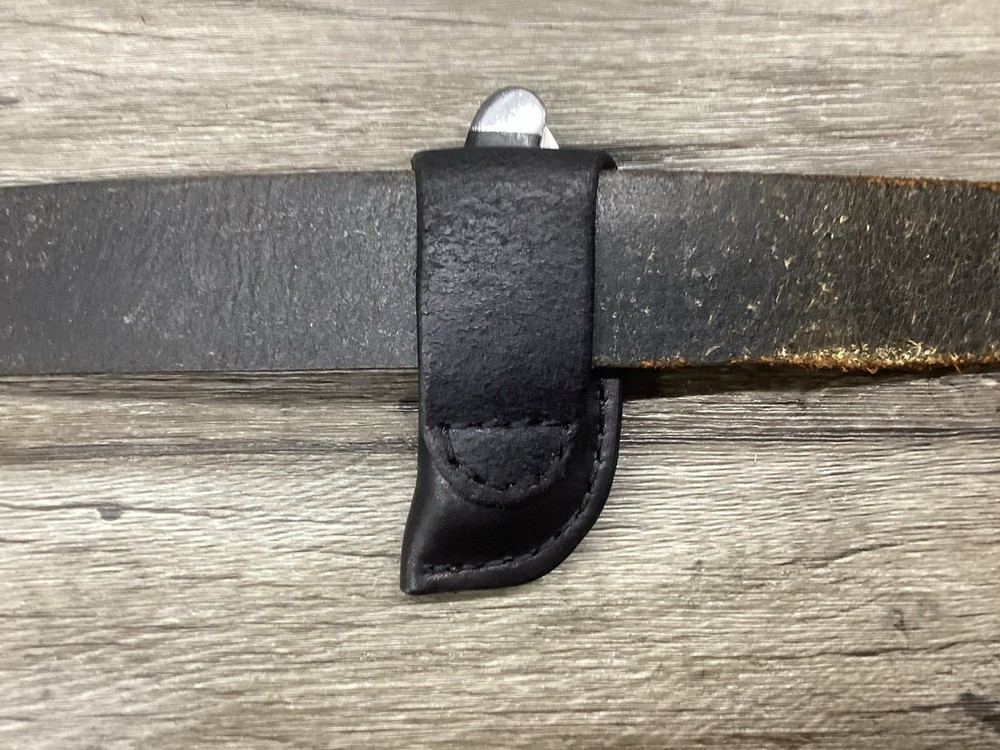 Leather Folding Pocket Knife Sheath Mini Trapper Size (Sheath Only)