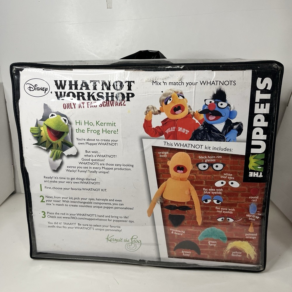 FAO Schwarz Blue Muppet Whatnot Workshop 13" Hand Puppet w/ Accessories & Box