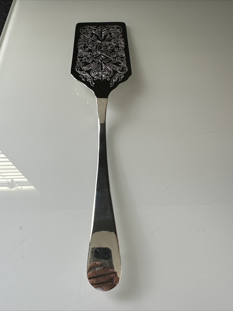 Vintage Engraved Rectangle Cake Slice Server Silver Wedding Christmas Cutlery