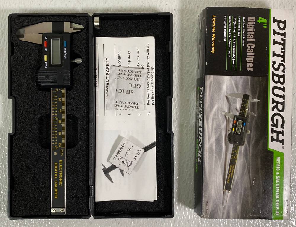 Pittsburgh 4" Digital Caliper Metric SAE Decimal Reads Digital Display Math Tool