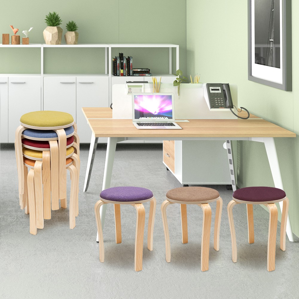 Set of 8 Stacking Wooden Stools Stackable Stools Modern Stackable Round Stools