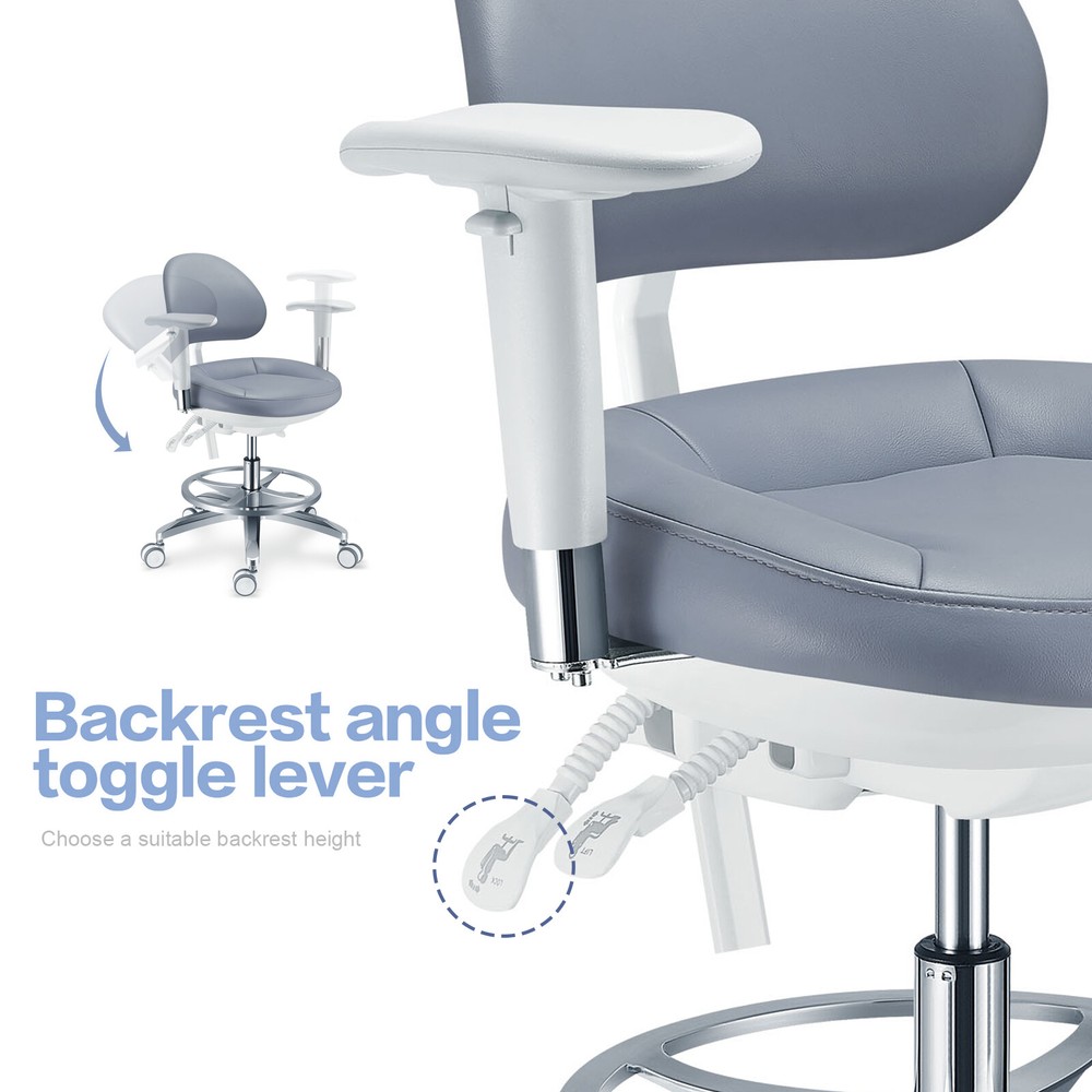Adjustable Microfiber Leather Microscope Rotated Doctor Chair + Armrest PLST-084
