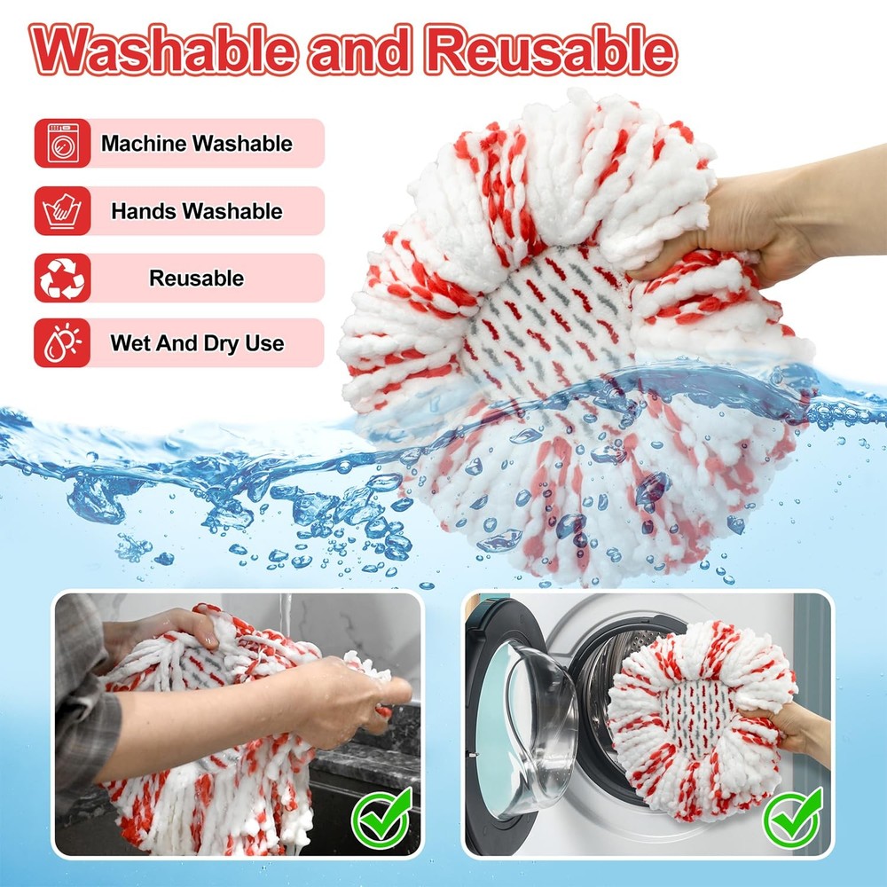 3 Pack Upgraded Deep Clean Refill Compatible with O Ceda EasyWring Spin Mop & Bu