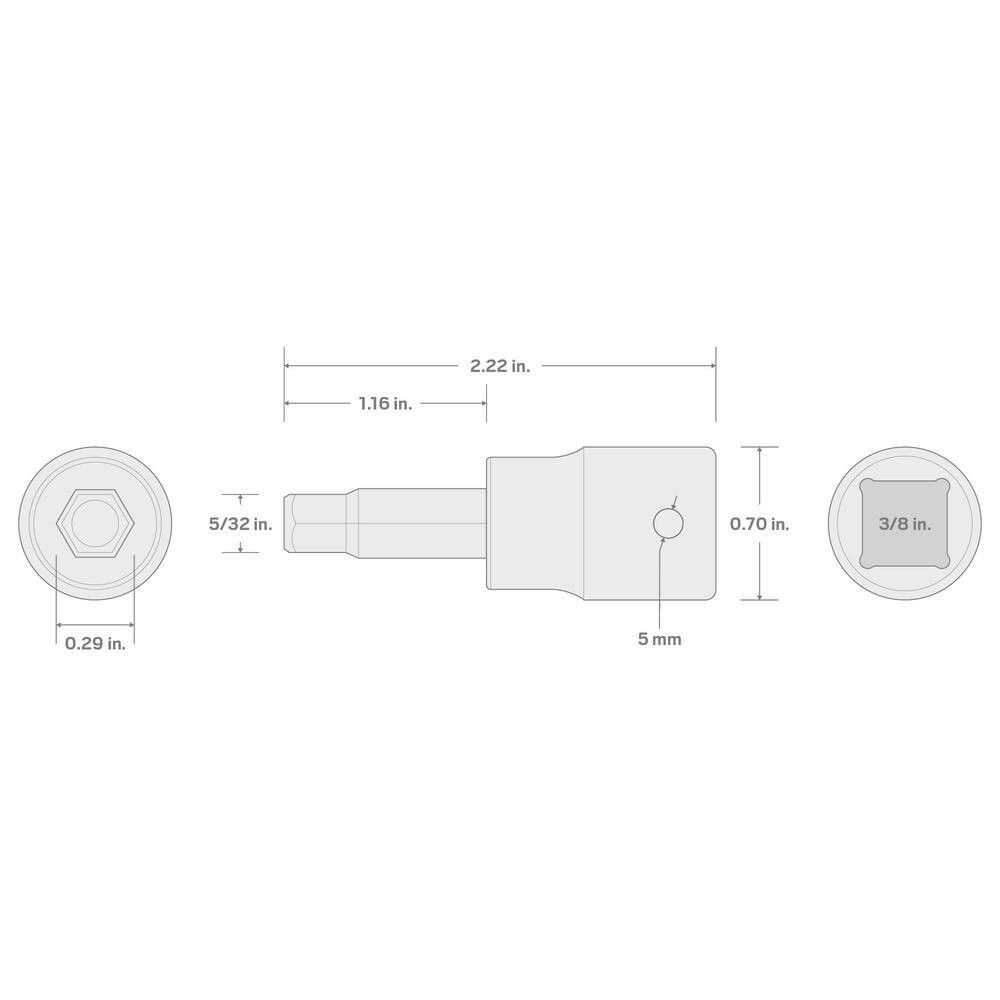 3/8 In. Drive X 5/32 In. Hex Bit Impact Socket NEW