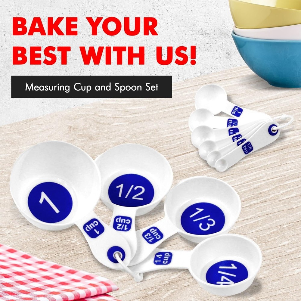 Easy to Read Plastic Measuring Cup Set, 10 Piece, white
