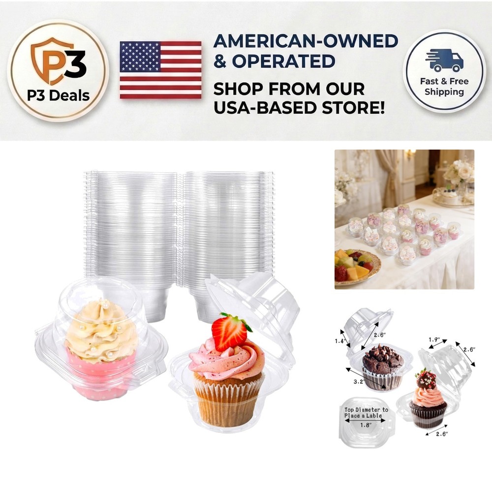 25 Pack Stackable Clear Plastic Cupcake Containers - Perfect for Parties