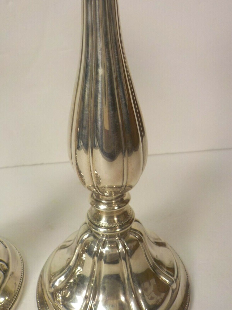 Pair Hallmarked Spain European Sterling Silver 8.75" Candlesticks