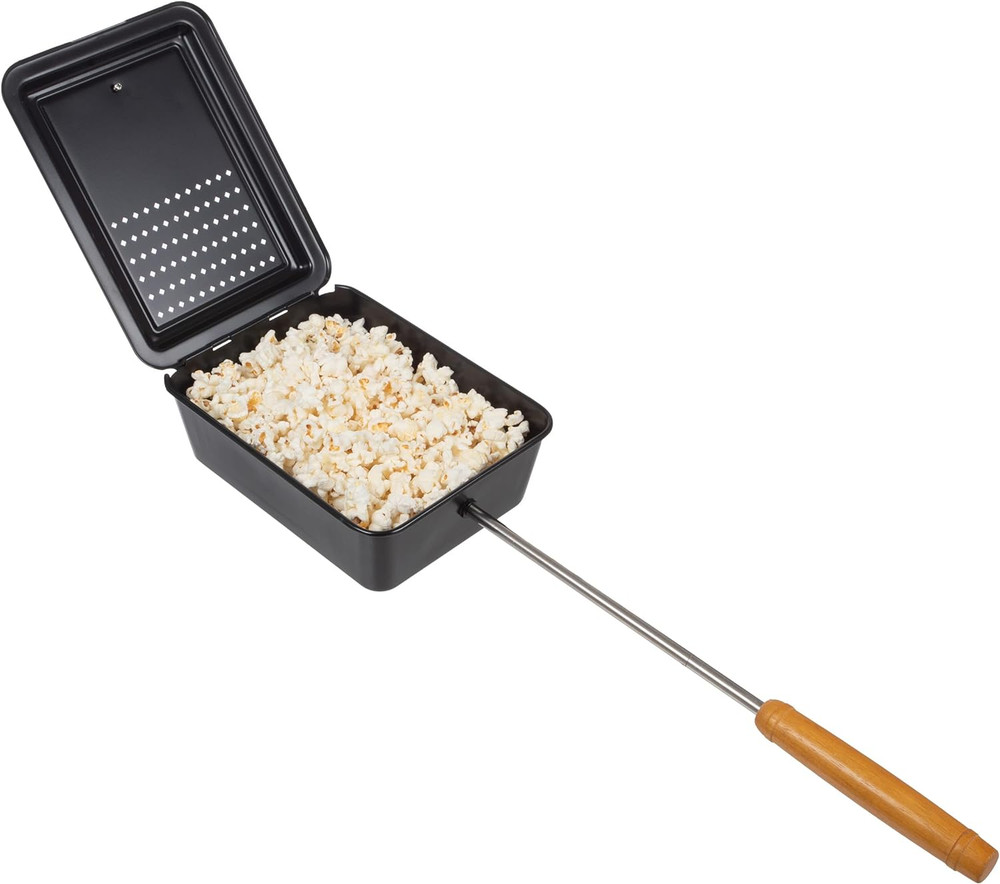 Campfire Popcorn Popper - Old Fashioned Popcorn Maker with Nonstick Finish and E