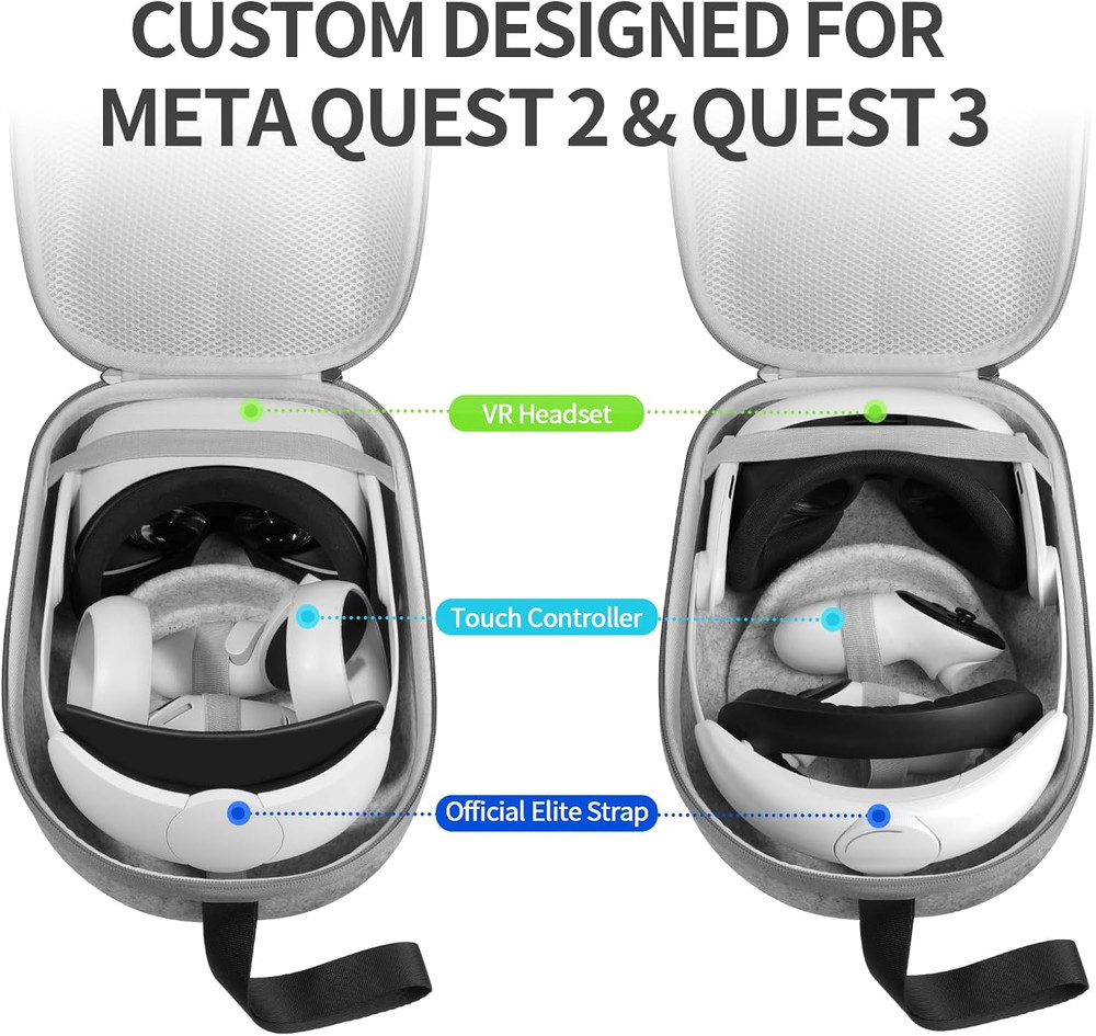 Carrying Case for Meta Quest 3S/Quest 3/Quest 2, VR Headset, Controller, Offical