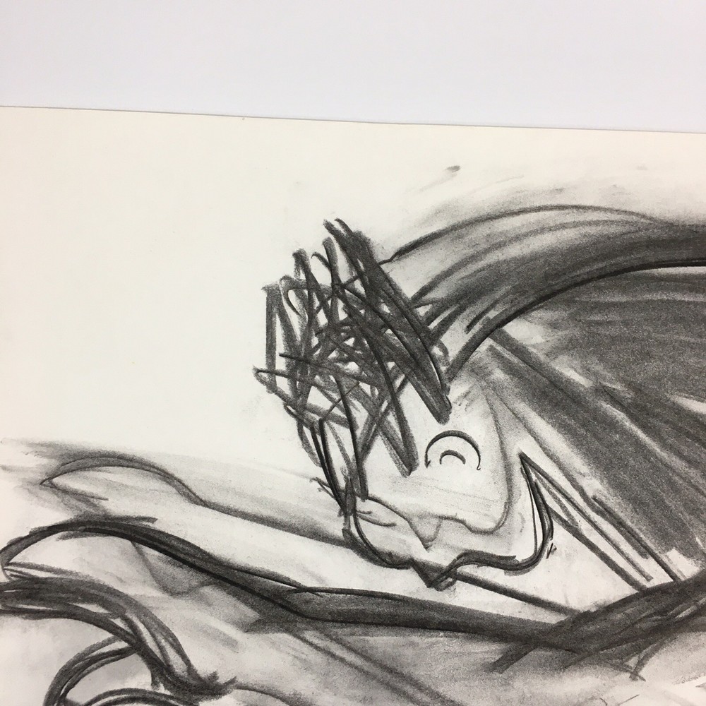 Kip Gresham Unsigned Original Charcoal Drawing Gymnast Curwen Archive #1