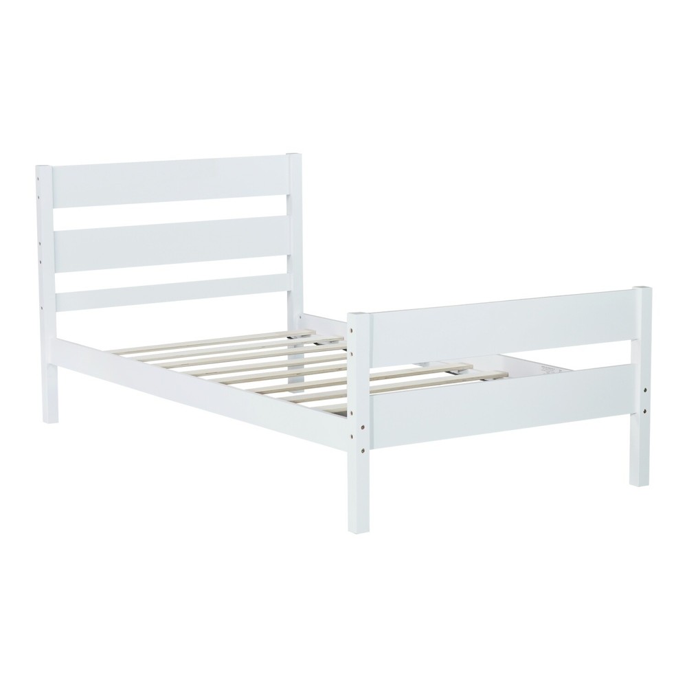 Twin Size Bed Frame Wooden Platform Bed Frame with Headboard White/Espresso
