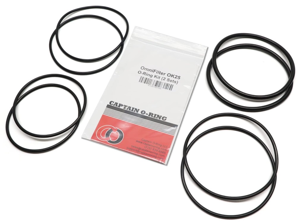 OK25 O-Rings for OmniFilter OB1,WH5,U25 Water Filter Housings (2 Sets, 8pcs)