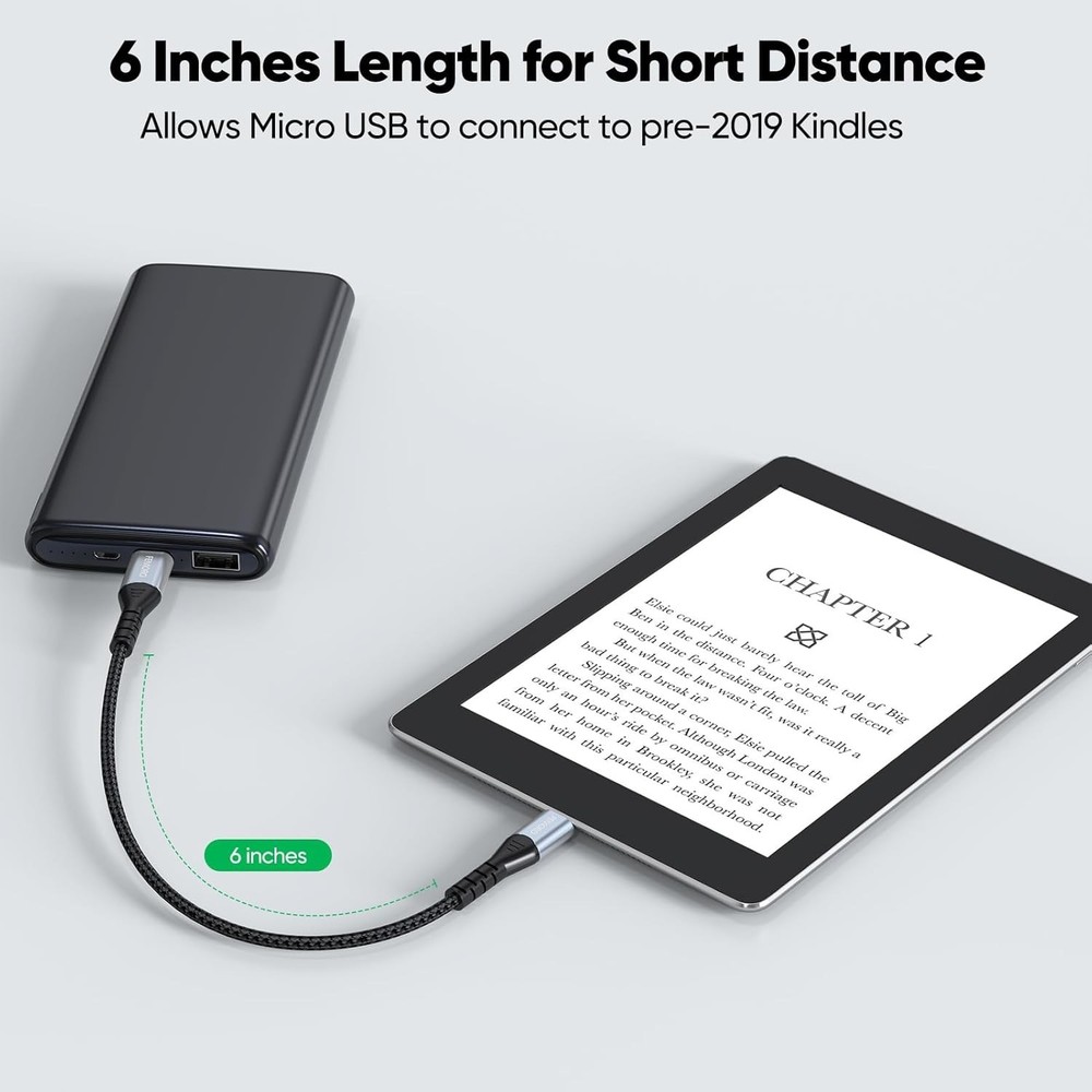 USB C to Micro USB Cable 6 Inch Short, 480Mbps Data Transfer & 12W Charging USB-