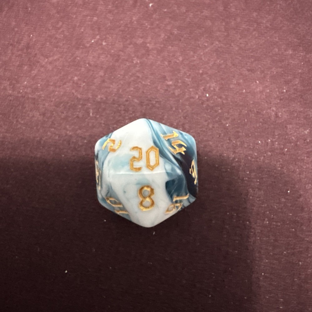 Marbled Teal White Acrylic Dice Set - RPG DND 8