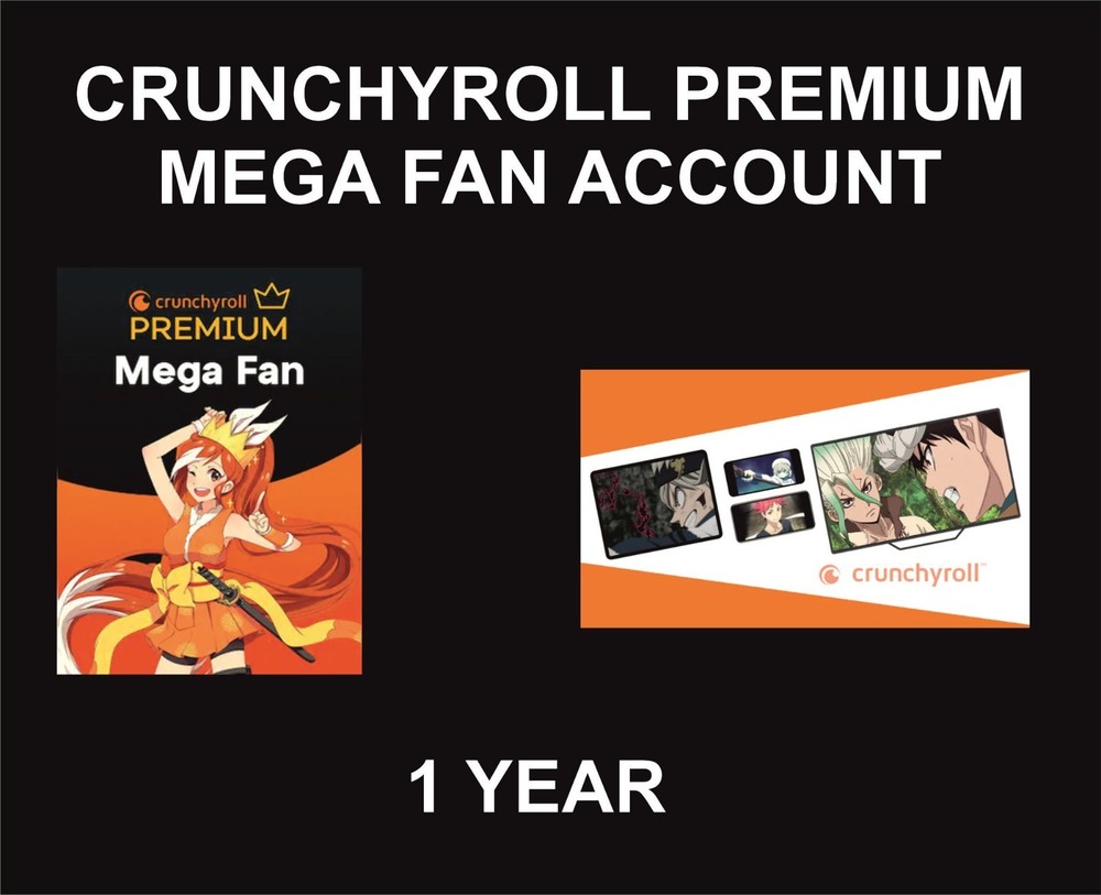 Crunchyroll Premium Mega Fan Account, 1 Year, Time Package