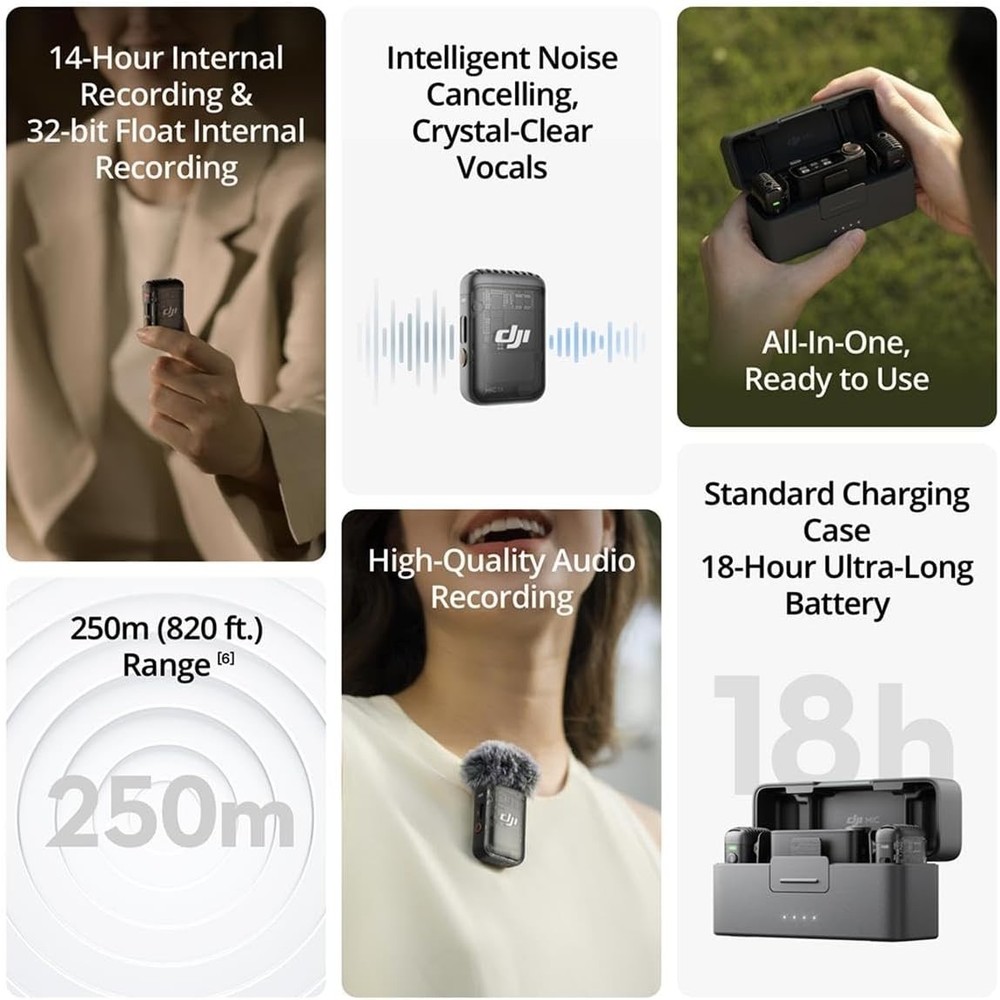 DJI Mic 2 (2TX + 1RX + ChargingCase) Advanced Mini Wireless Microphone
