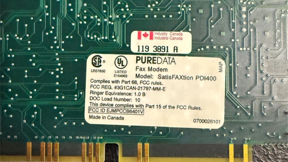 PureData PD1400 SatisFAXtion PD1400 Fax Modem Card