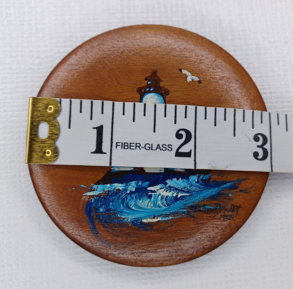 Lighthouse Hand Painted 3" Wood Round