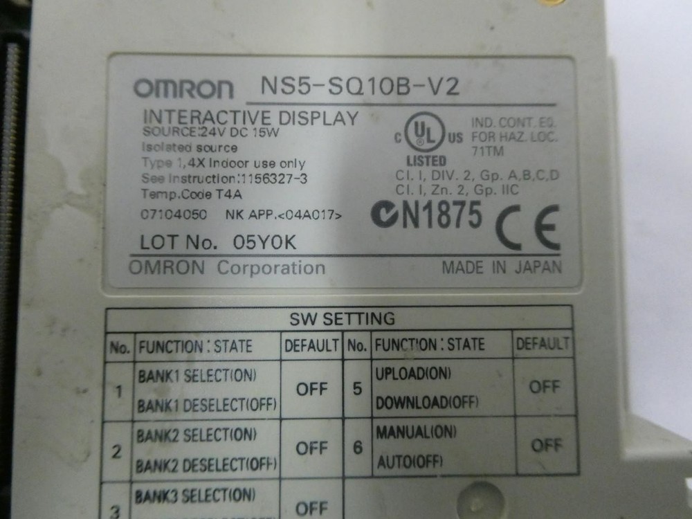 Omron NS5-SQ10B-V2 Operator Interface Panel