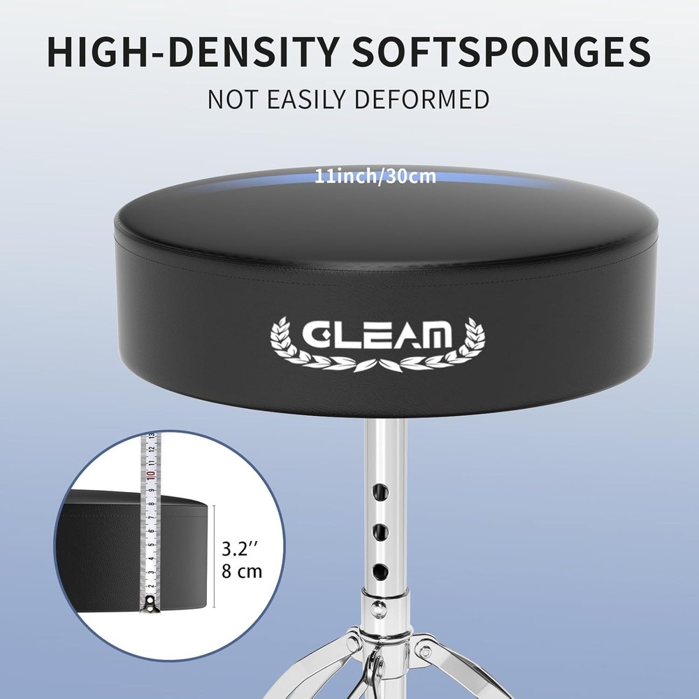Universal Adjustable Drum Stool – Comfortable Memory Foam Seat up to 400 lbs