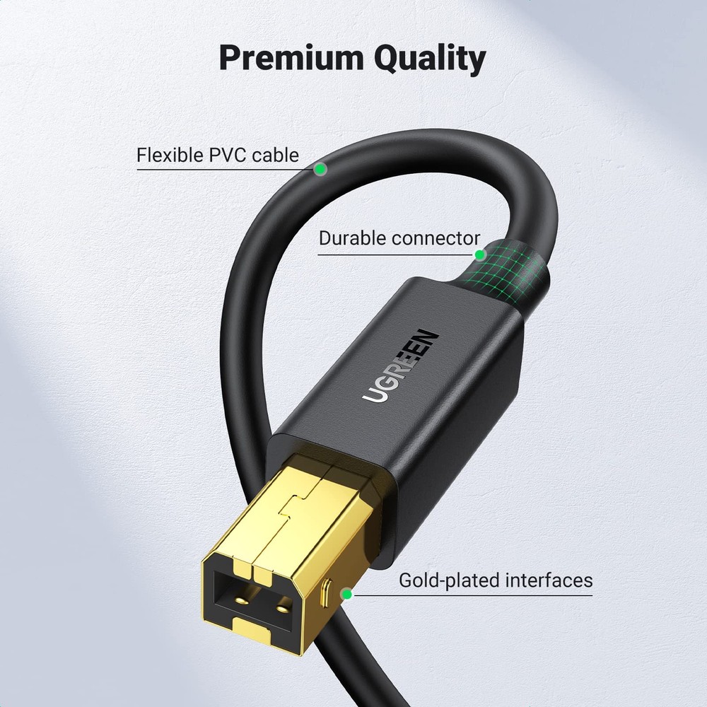 UGREEN USB Printer Cable - A to B Cable, High-Speed 6.6 FT, Black