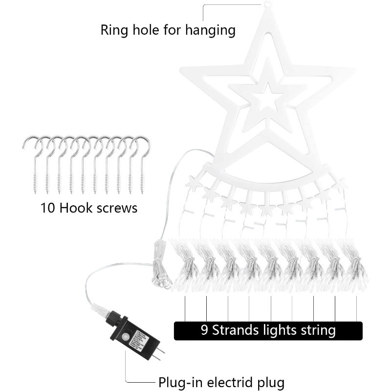 Waterfall String Lights, Plug-in White LED Meteor Shower Lights for Tree Decor