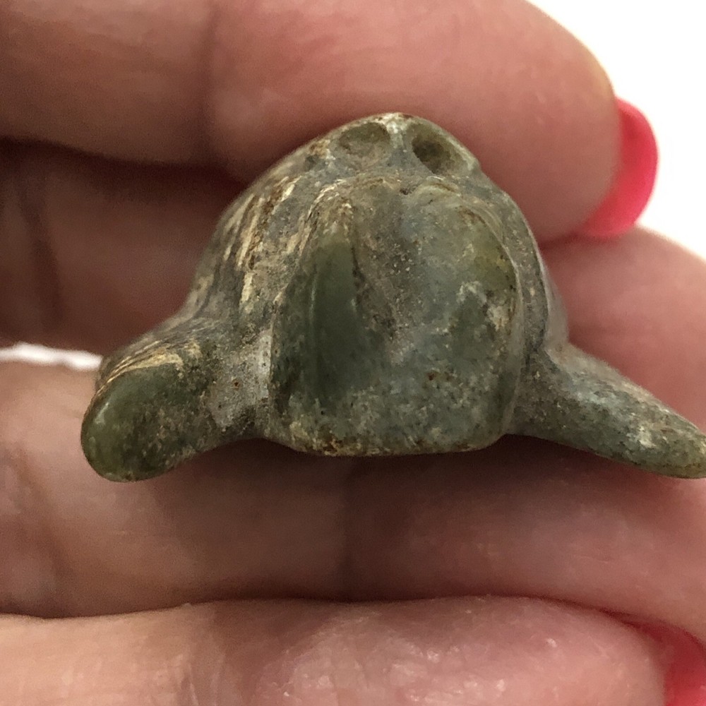 Ancient China Jade "Green Man" Skull Pendant