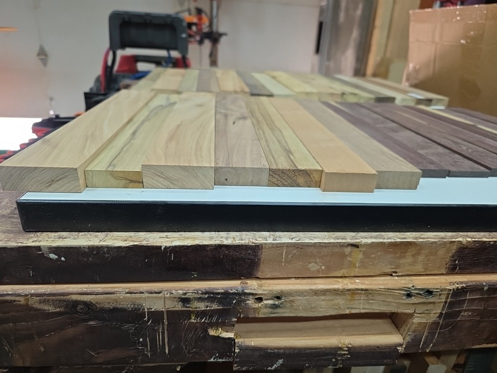 Assorted Exotic And Domestic Cutting Board Strips. 41 Total.