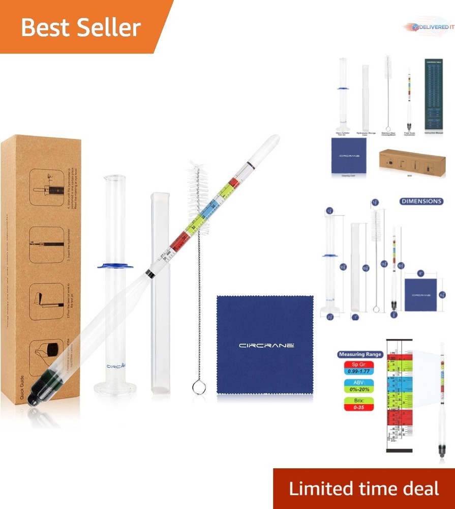 Hydrometer Glass  Jar Set for Alcohol Brix Gravity Readings Home Brewing