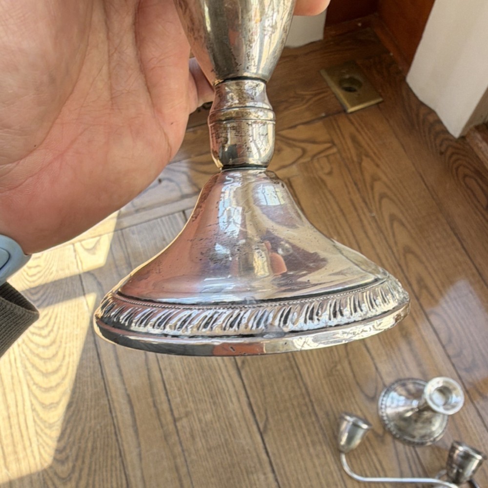 Gorham Silverplate 3-Arm Candelabras Pair Post-1940 Decorative Candle Holders