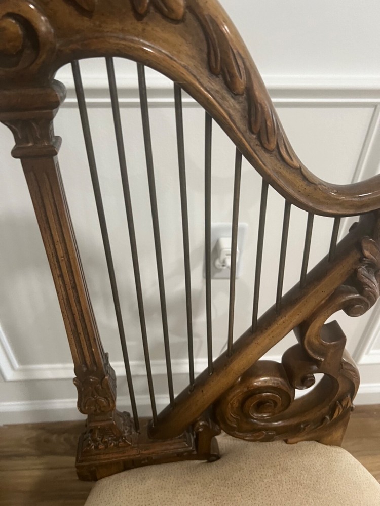 19th C Carved Accent Harp back chair