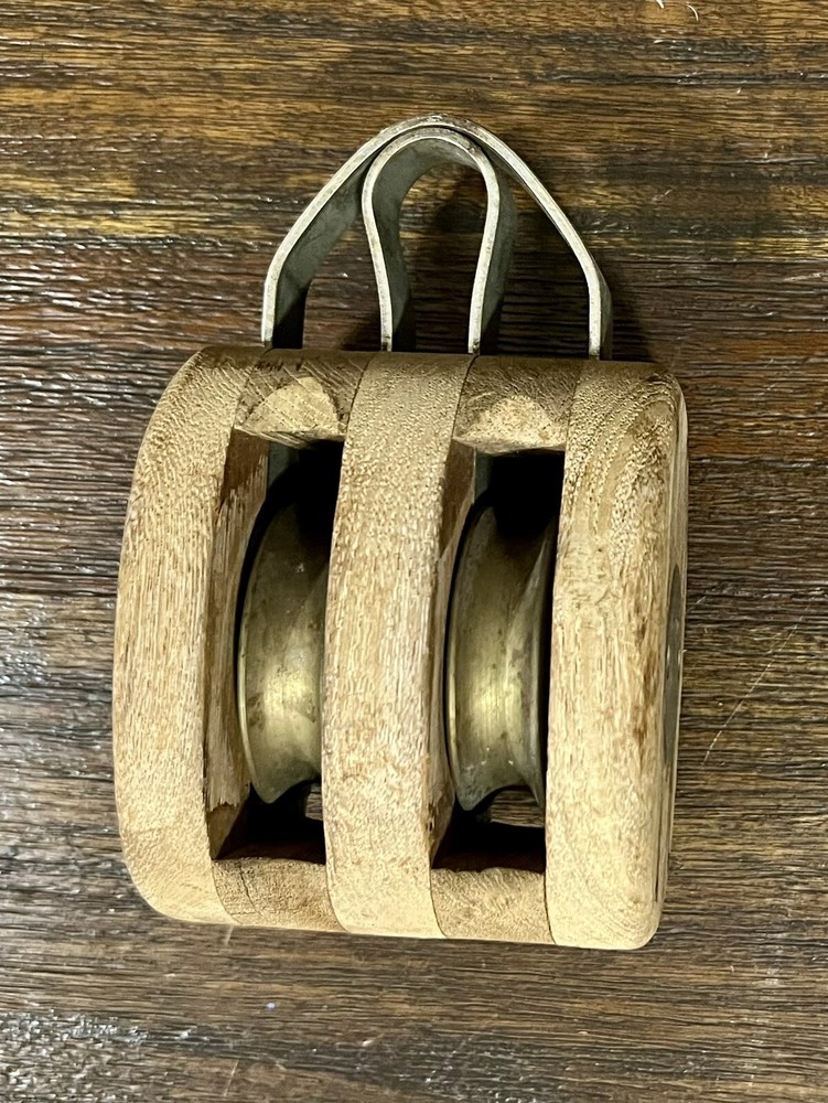 Maritime Wood Block Tackle Pulley- Preowned