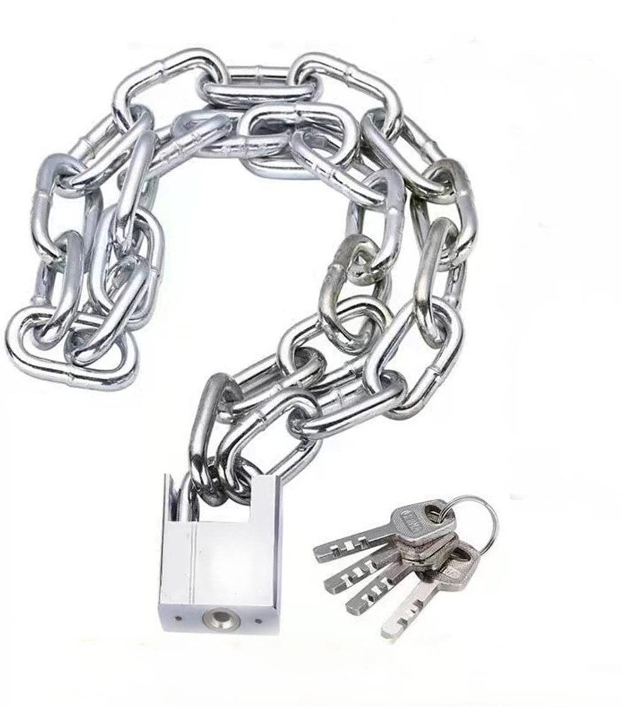 Security Chain Lock,Bike Lock, Premium Case-Hardened Silver