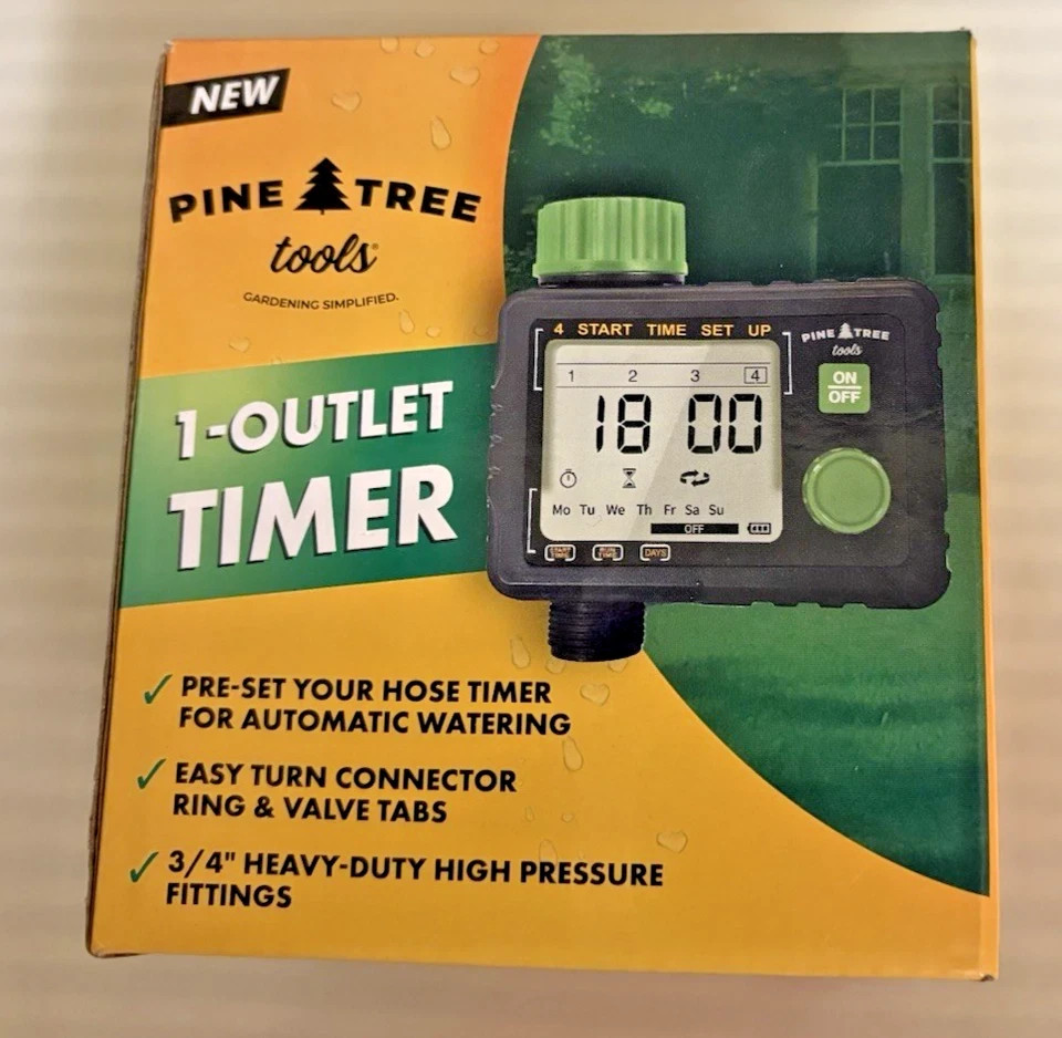 NWT Pine Tree Tools 1 outlet Timer Programmable Timer For Garden Hose, Automatic