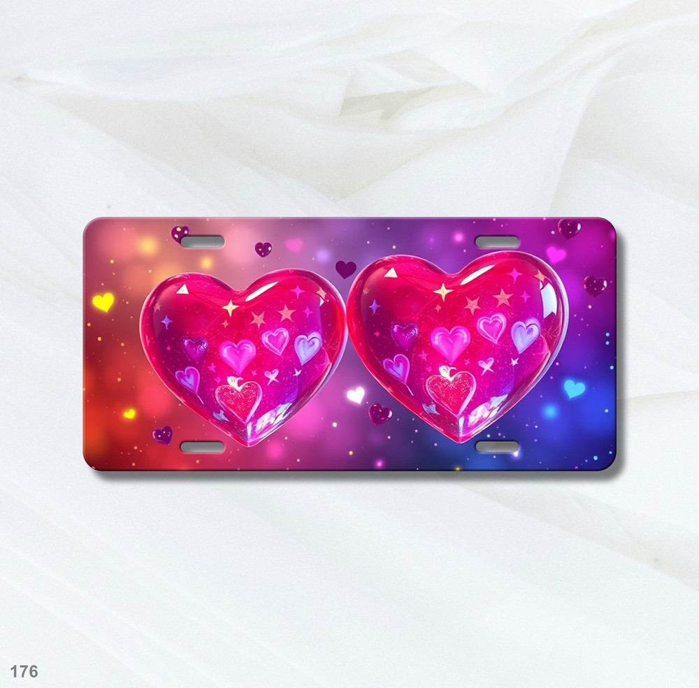 Bold Hearts License Plate Personalized Front Bumper Plate Gift Idea