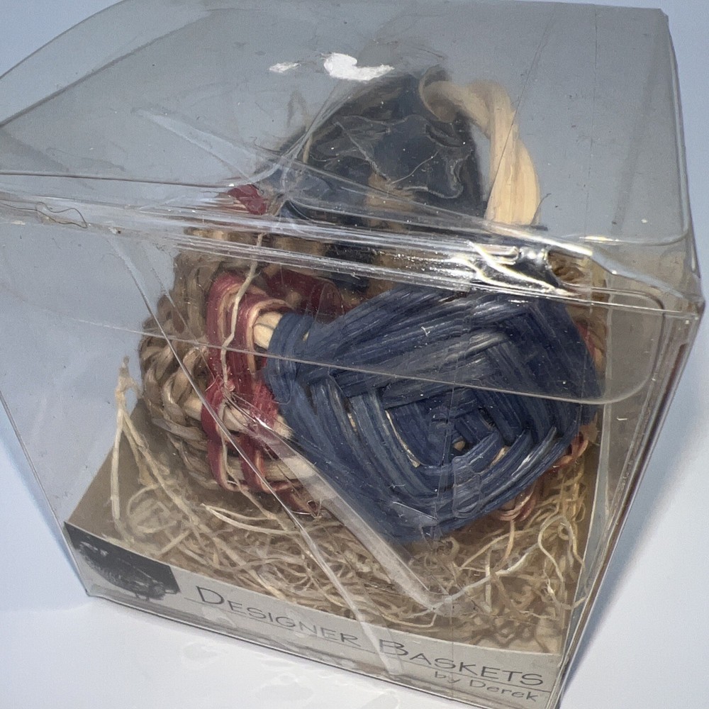 Hand Woven Mini Designer Basket By Derek Red Blue